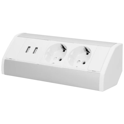 Orno Produžni kabel sa 2 x Schuko utičnice, 2 x USB, ugradbena - OR-GM-9003/W-G(GS)