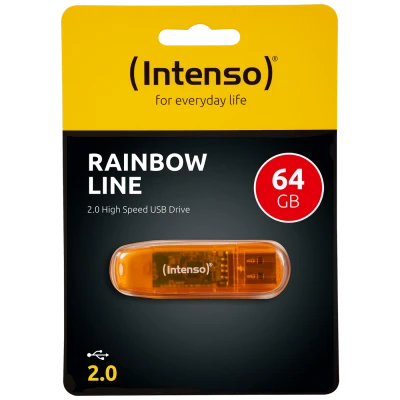 (Intenso) USB Flash drive 64GB Hi-Speed USB 2.0, Rainbow Line, ORANGE - USB2.0-64GB/Rainbow