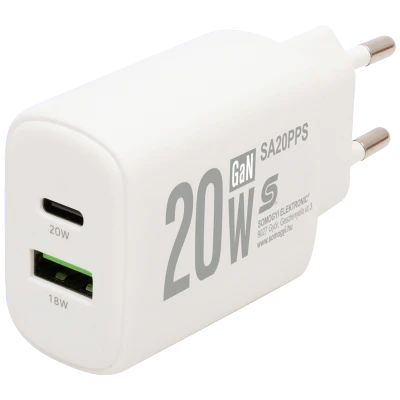 home Punjač kučni, brzi, 1 x USB-A, 1 x USB-C, 20W, GaN - SA20PPS