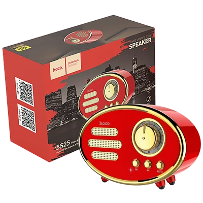 hoco. Zvučnik bežični, Bluetooth,retro, 1200 mAh, 5 h, 5 W, crvena - BS25 Time, Bluetooth, retro, red