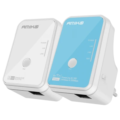 Amiko Mrežna strujna utičnica 500 Mbps, LAN / WiFi, set - PLN-502W