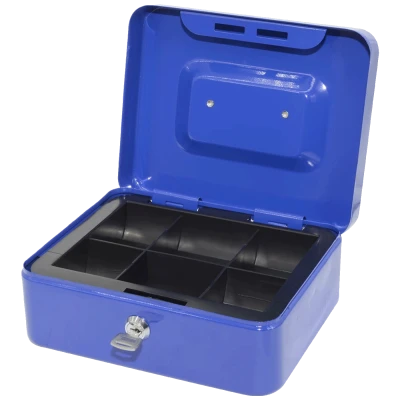 home Metalna kasica, 6 pregrada, 2 ključa, plava - PNZK3