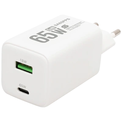 home Punjač kučni, brzi, 1 x USB-A, 1 x UCB-C, 65W, GaN - SA65PPS