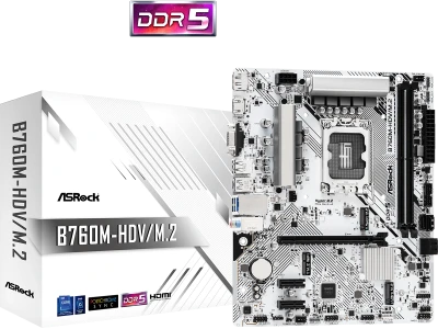 ASROCK MB B760-HDV/M.2B760, LGA1700, 2xDDR5, 2xM.24xSATA,RAID,HDMI,DP,VGA,MicroATX, White