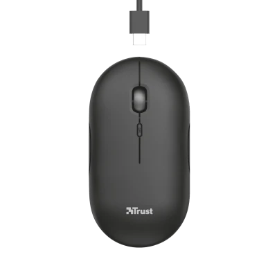 Trust Puck wireless punjivimiš, ultra-thin, silent,800-1600 dpi, obje ruke, 4 tipke, crni