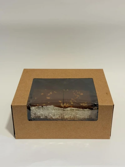 Kutija za kolace-EP-Kraft box sa proz."S"-120x150x80  50 kom / paket