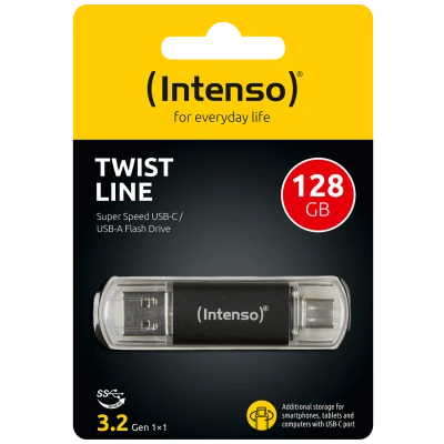(Intenso) USB Flash drive 128GB, USB 3.2, USB-C, USB-A, Twist Line - USB3.2-128GB/Twist Line