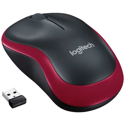 Logitech Miš bežični, 2.4 GHz, 1000 dpi, USB nano, Red - M185