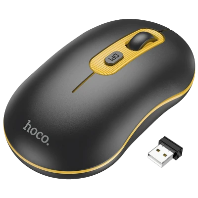 hoco. Miš bežični, optički, 1600 dpi, 2.4 GHz, USB nano - GM21 Platinum Black/Yellow