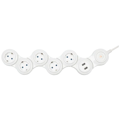 home Produžni kabl, podesivi, 5 utičnica, 1.5 mm²,1.4 met, USB - NVH 05K / USB