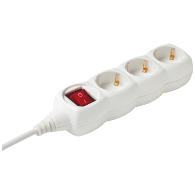 home Produžni kabl,3 utičnice, prekidač, 1.0mm², 1,5 met, bijeli - NV 3K/WH