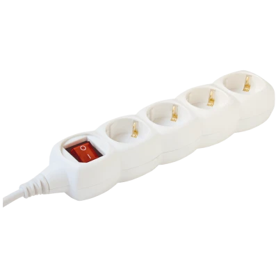 home Produžni kabl, 4 utičnic3, prekidač, 1.5mm², 3 met, bijeli - NV 4K-3/WH/1.5