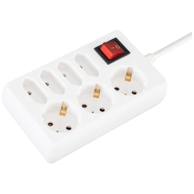 home Produžni kabl, 3 + 4 utičnice, 1.0mm², 1.5 met, bijeli - NV 17/WH
