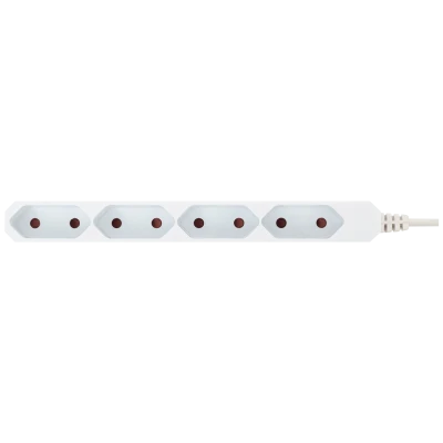 home Produžni kabl, 4 EURO utičnice, 0.75mm², 3 met, bijeli - NV 4E-3/WH