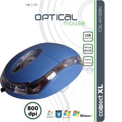Connect XL Miš optički,  800dpi, USB, plava boja - CXL-M100BU