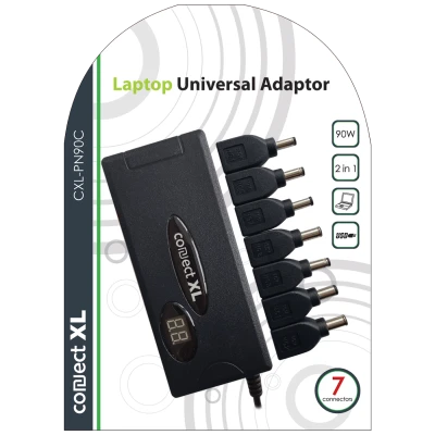 Connect XL Adapter za laptop,univerzalni, 90W, 2u1 AC+Auto, LCD display - CXL-PN90C