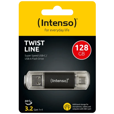 (Intenso) USB Flash drive 128GB, USB 3.2, USB-C, USB-A, Twist Line - USB3.2-128GB/Twist Line