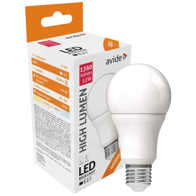 Avide Sijalica, LED 12W, E27, 4000K, 230V AC, bijela svjetlost - Globe A60 12W E27