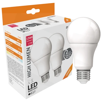 Avide Sijalica, LED 12W, E27, 4000K, 230V AC, pak. 2 kom. - Globe Twin Pack A60 12W E27