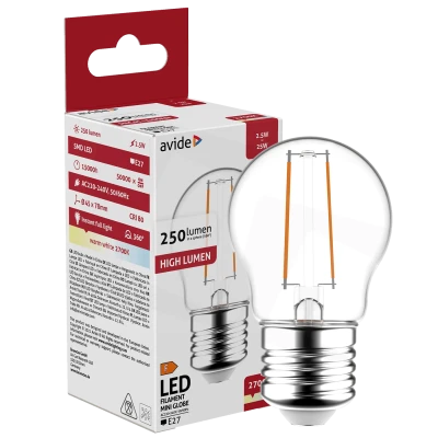 Avide Sijalica, LED 2.5W, E27, 2700K, 360°, 230V AC - Mini Globe 2.5W E27