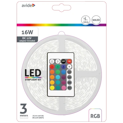 Avide LED traka sa daljinskim upravljačem, RGB, 7.2W, 12V, 3 met. - ABLSBL12V5050-30RGB