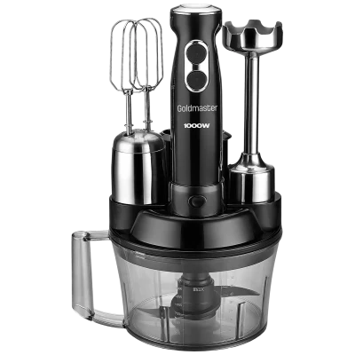 Goldmaster Štapni mikser sa posudom, 5u1, 1000 W, Multipraktik - GM-7239B Elena Max Black