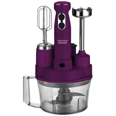 Goldmaster Štapni mikser sa posudom, 5u1, 1000 W, Multipraktik - GM-7239M Elena Max Purple