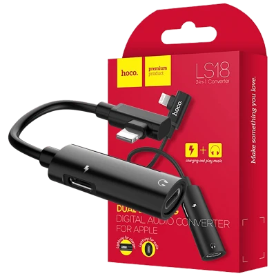 hoco. Adapter za slušalice 2in1, iPhone,Lightning na 2 x Lightning - LS18 Lightning to Lightning