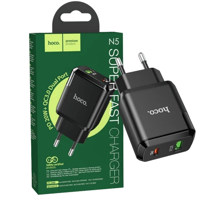 hoco. Punjač kućni, brzi, PD 20W, QC3.0 18W - N5 Favor Black