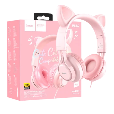 hoco. Slušalice sa mikrofonom, mačje uši, pink - W36 slušalice Mačje uši,Pink
