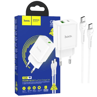 hoco. Punjač kućni sa type C kabelom, brzi, PD20W, QC3.0 - N28 Founder, tip C