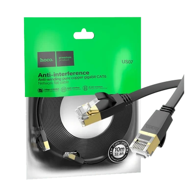 hoco. Mrežni kabl, CAT6, Gigabit Ethernet, flat, 10 met., crna - US07 General, 10 met.