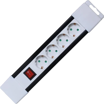 home Produžni kabl, 4 utičnica, prekidač, 1,0mm², 2 met, bijeli - PNV 04K/WH