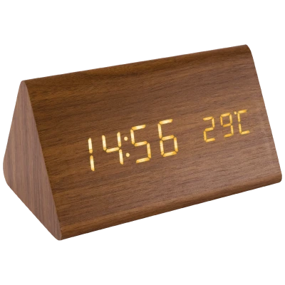 home Sat sa alarmom i termometrom, drveno kućište - OC 05