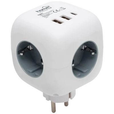 home Strujni razdjeljnik sa 3 utičnice,  3 x USB, kocka - CUBE1