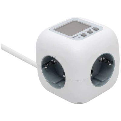 home Produžni kabl  sa mjeračem potrošnje, 3 utičnice, 1.5 met. - CUBE2P