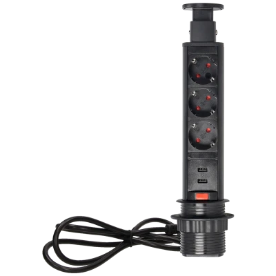 Orno Produžni kabel sa 3 x Schuko utičnice + 2 x USB, ugradbena - OR-AE-1349(GS)/B