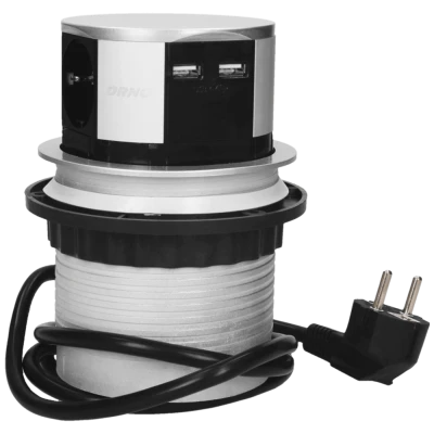 Orno Produžni kabel sa 3 x Schuko utičnice + 2 x USB, ugradbena - OR-AE-1342(GS)