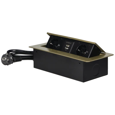 Orno Produžni kabel sa 2 x Schuko utičnice + 2 x USB, ugradbena - OR-AE-13126(GS)/BR