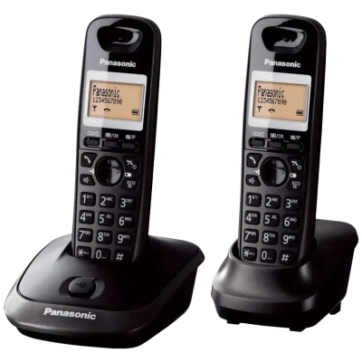 Panasonic Telefon, bežični, sa dvije slušalice, DECT, 1,4"LCD, crna - KX-TG2512FXT