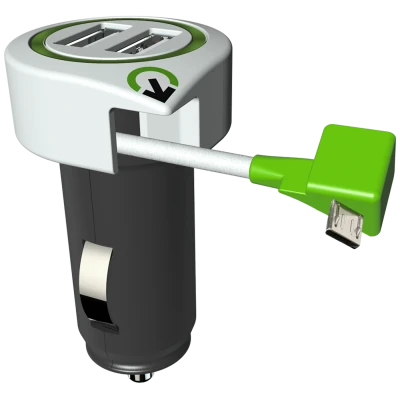 q2power Auto punjač, Dual USB, 3.1A, microUSB - TRIPLE USB CAR CHARGER M