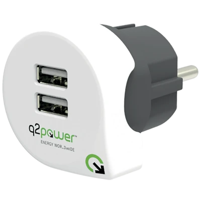 q2power Punjač kućni za smartphone, tablete, 2 x USB, 2.4A - DUAL USB CHARGER EUROPE
