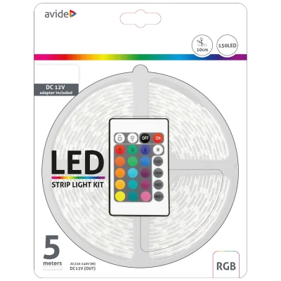 Avide LED traka sa daljinskim upravljačem, RGB, 7.2W, 12V, 5 met. - ABLSBL12V5050-30RGB65