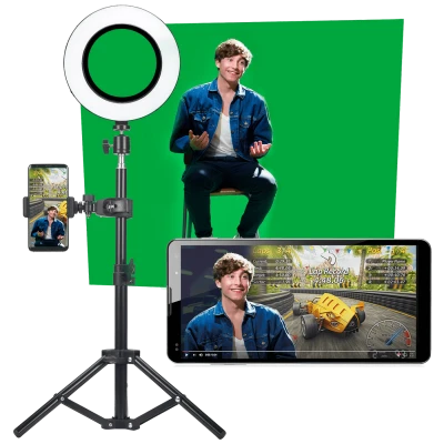 Easypix Photo studio, LED svjetlo, tripod, mikrofon, zelena pozadina - MyStudio Studio Kit