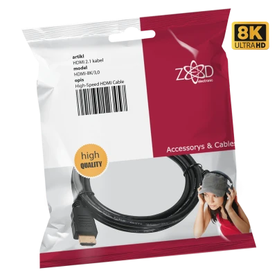 ZED electronic HDMI 2.1 kabl, 4K/120p ili 8K/60p, 48 Gbps, dužina 3,0 met. - HDMI-8K/3,0