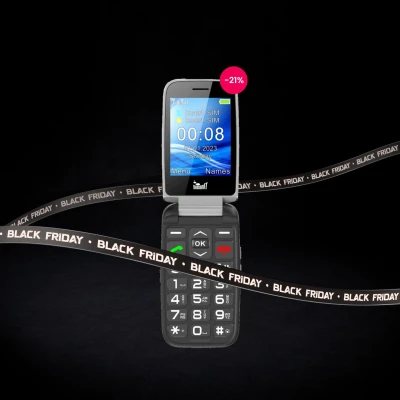 MeanIT Telefon mobilni, 2.8" ekran, Dual SIM, SOS tipka - SENIOR FLIP MAX Black