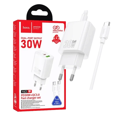 hoco. Punjač kućni sa type C kabelom, PD30W, QC3.0 - N63 Gentle type C