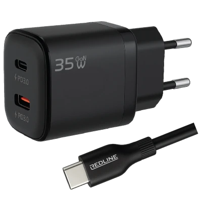 REDLINE Punjač sa USB-C kablom,  2 x USB-C, 35W - GL35CC+CC1M(60W)