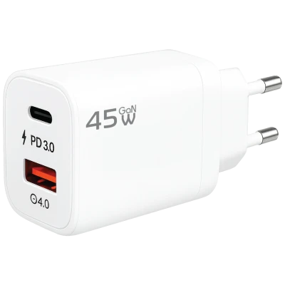 REDLINE Punjač kućni, 1 x USB-A, 1 x USB-C, 45W, GaN - GL-45W-AC