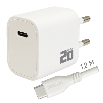 REDLINE Punjač sa USB-C to USB-C kablom, brzi, 20W - PD202C+CC1.2M